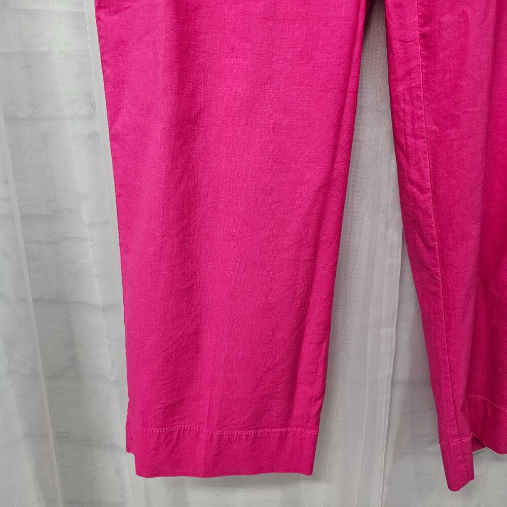 Nicole Miller Pink Cropped Pants Linen Blend Summer Beach Colorful 8 - Picture 5 of 9